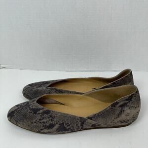 Lucky Brand Sz 10 Alba Grey Suede Animal Print Ballet Flats Soft Comfy